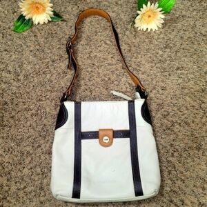 Stone & Co Crossbody Creme With Brown Trim Shoulder/Crossbody Purse/Bag EUC!It